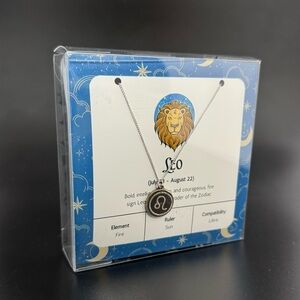 Leo Zodiac Medallion Necklace .925 Sterling Silver